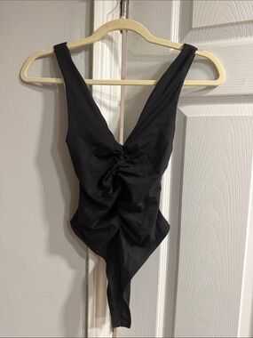 Zara Black Ruched Bodysuit